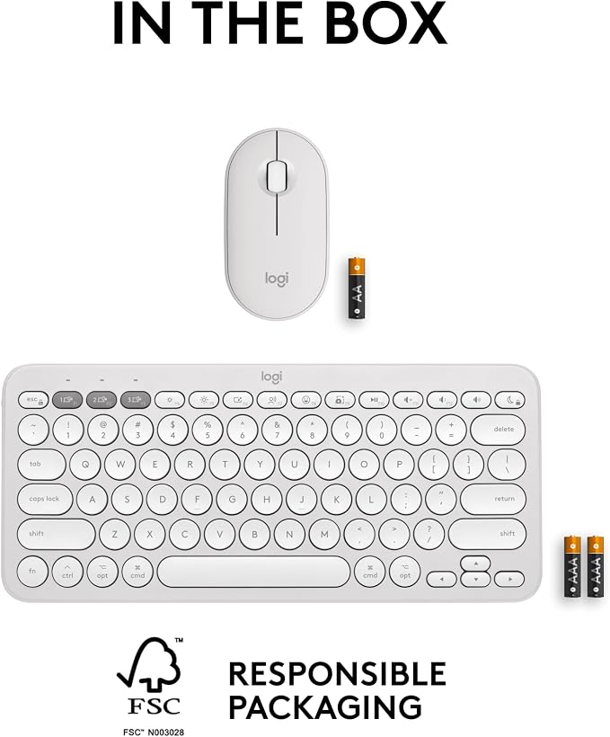 Logitech Pebble 2 Combo Mac Wireless Keyboard and Mouse - Tonal White | Slim, quiet, portable, customizable, Easy-Switch, for iPadOS - Image 10
