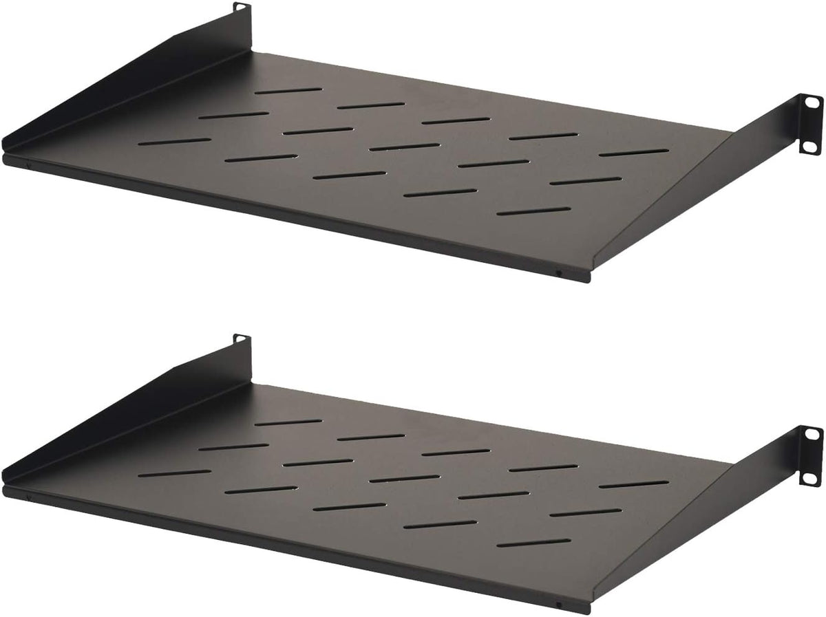 Aeons 1U Universal Server Rack Shelf Vented Rackmount Cantilever Shelf 12" Deep, for 19” IT Network Rack Cabinet Enclosure - Fixed Server Rack Cabinet Shelf 2-Pack by AEONS