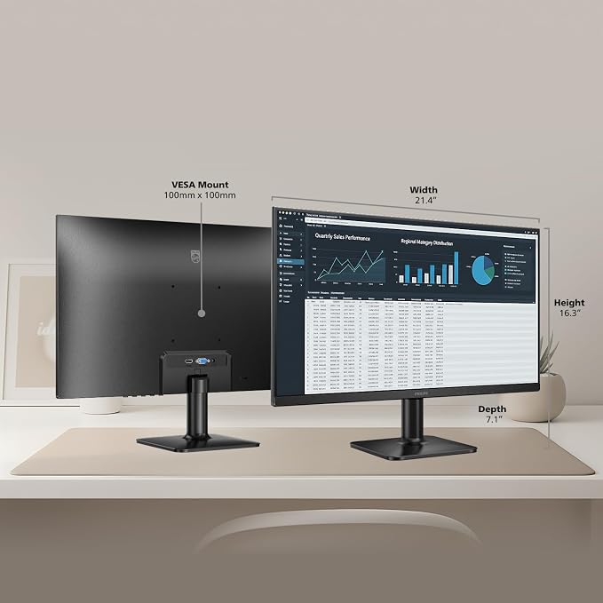 Philips 24 Inch Computer Monitor FHD 120Hz IPS, 24E2N2100 | 1920×1080 LED Monitor, HDMI 1.4, VGA, VESA, Adaptive Sync, Flicker-Free, Low Blue Light, 4yr Advance Replacement Warranty - Image 4