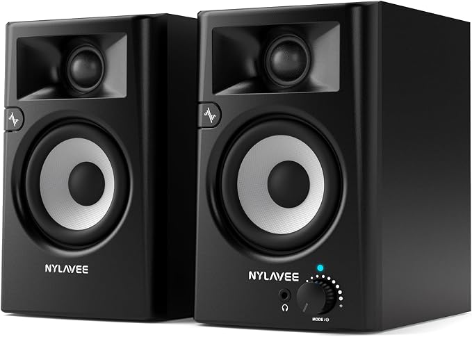 Nylavee Desktop Speakers, Hi-Res Computer Speakers for Desktop PC with LDAC | Bluetooth 6.0/USB/AUX/RCA, Bookshelf PC Speakers with Bass & Treble Control, Headphone Jack by Nylavee