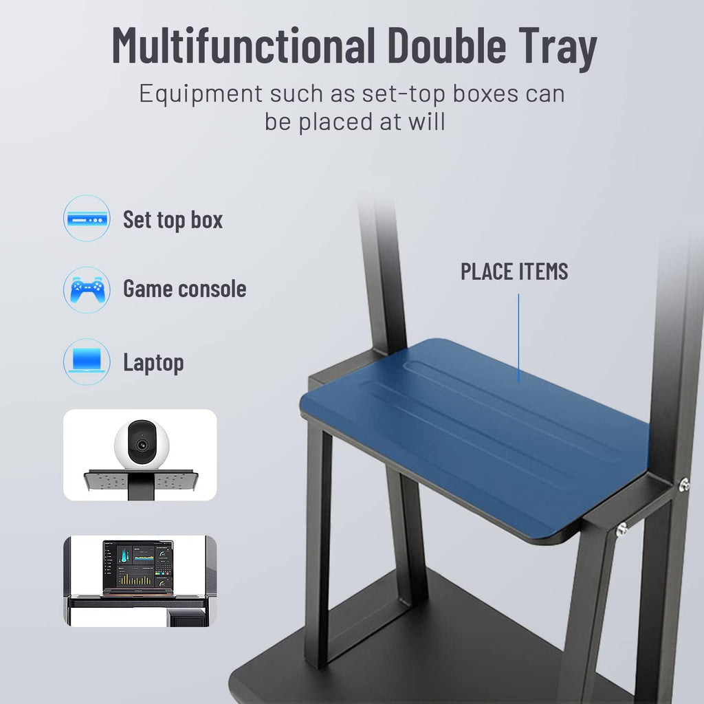 Mobile TV Cart,JYXOIHUB, Rooling TV Stand with Wheels for 32 to 65 Inch LCD LED OLED Plasma Flat Panel Screens up to 100lbs AVA1500-60-1P (Black) - Image 7