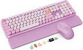 Wireless Keyboard Mouse Combo, Purple, Round Keycaps, Magnetic Wrist Rest | Full-size typewriter-style keyboard, 3 DPI mouse, auto sleep, 2.4GHz for Mac Windows PC laptop, lavender purple, Trueque CK23 by Trueque