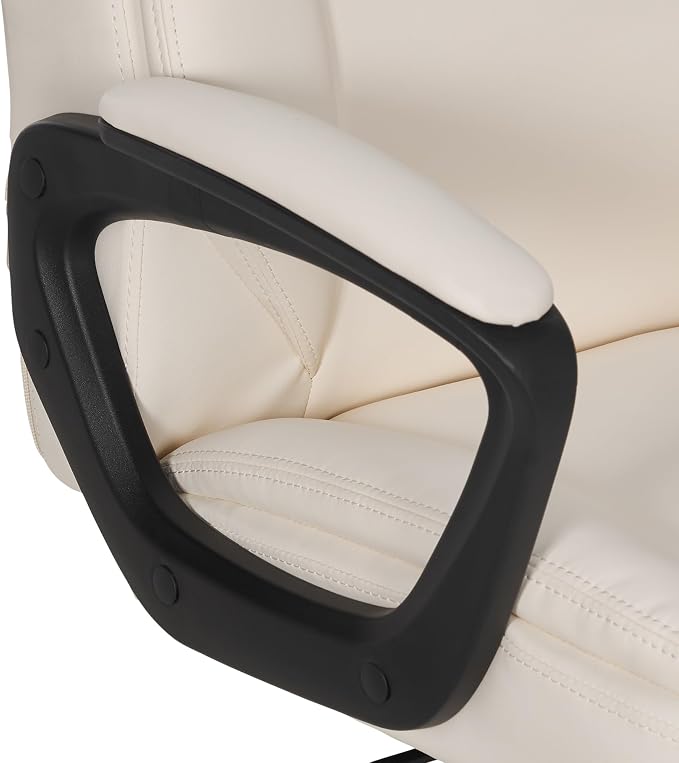 Amazon Basics Classic Puresoft PU Padded Mid-Back Office Chair with Armrest, Height Adjustable, Easy to Assemble, 26"D x 23.75"W x 42"H, Cream - Image 6
