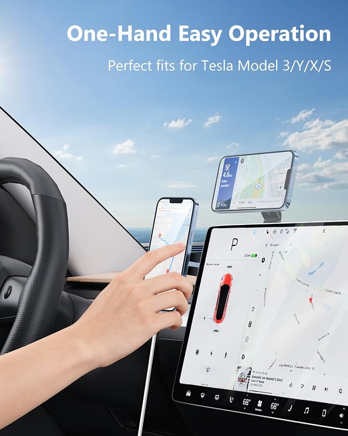 Magnetic Tesla Phone Holder, MagSafe Laptop Phone Mount for iPhone 17/16/15/14/13/12 Pro Max, Car Magnetic Phone Mount for Tesla Model 3/ ModelY/X/S (Black) - Image 6