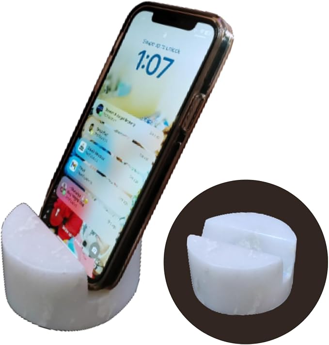 Premium Handmade Marble Mobile & Tablet Holder Stand – Elegant Natural Stone Dock for Phones & iPads – Durable, Non-Slip Desk Accessory for Home & Office by CRAFTFOBIA