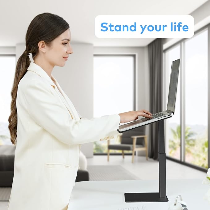 Laptop Stand for Desk, Ergonomic Aluminum Laptop Stand Adjustable Height from 7-15", Sitting and Standing Laptop Riser for 10-17" Notebook - Image 2