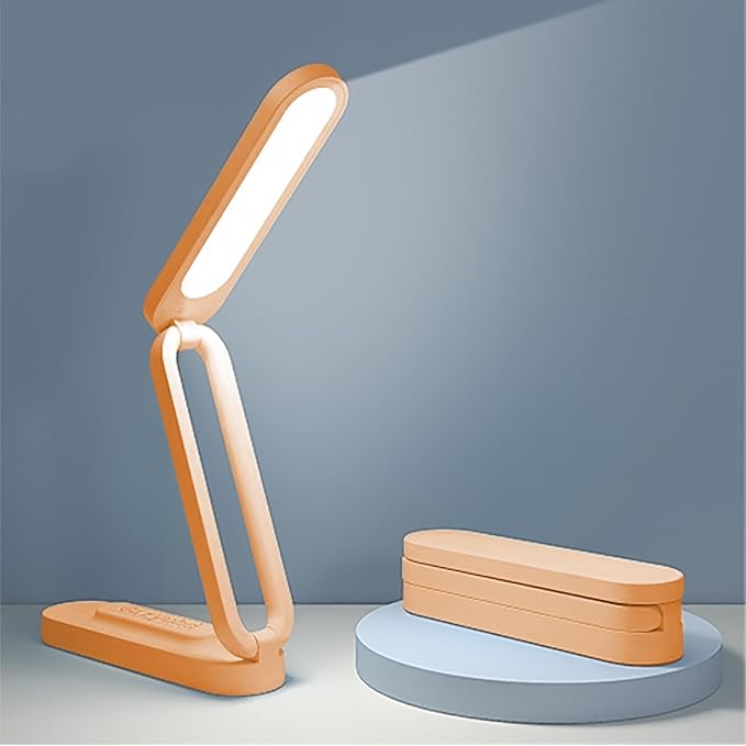 Giryuhd LED Desk Lamp for Office Home & Battery Operated Lamp Rechargeable Lamp Foldable & Portable Light, LED Desk Light Strip, 3 Brightness Dimmable Small Desk Lamp Reading Lamp (Orange) by Giryuhd