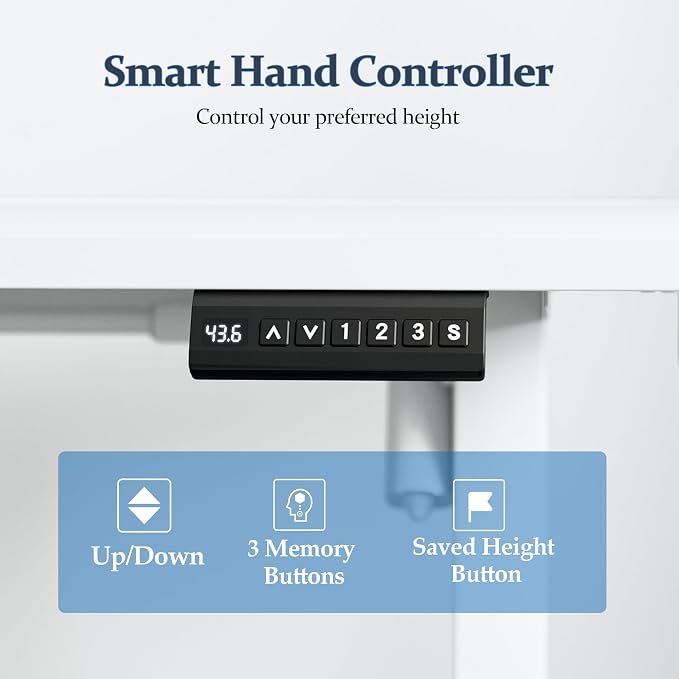 Klicelor L Shaped Standing Desk 59 x 48 Inch, Electric Height Adjustable Corner Desk for Home Office Workstation, Ergonomic Sit Stand Computer Table with Memory Controller, White - Image 5