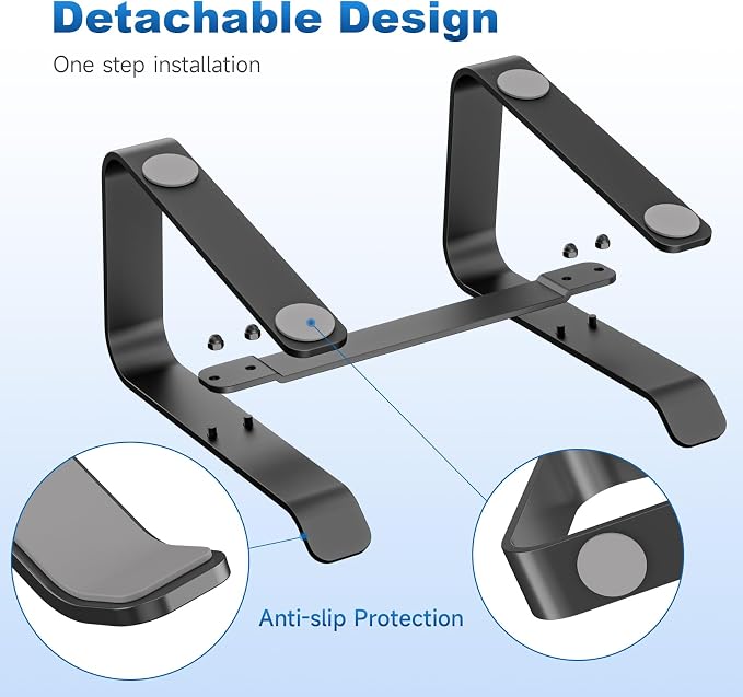 suptek Aluminum Laptop Stand,Ergonomic Detachable Computer Laptop Stand for Desk, Metal Computer Riser, Notebook Riser Heavy Stable PC Holder for 10-16" Laptops Notebook Computer, Black - Image 3