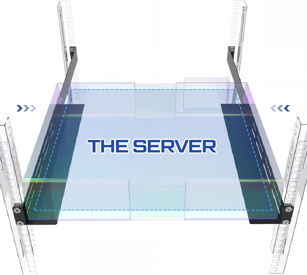 2 Set 1U Rack Mount Rails Universal 4 Post Server Rack Rail Shelf 16-29 Inch Adjustable Depth 120-44 lb Capacity for 1U Server Shelf Computer Cabinets Network Equipment IT Accessories - Image 5