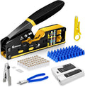 Ethernet Crimping Tool RJ45 /RJ11 Crimp Tools,CAT5 Cat5e Cat6 RJ45 Crimping Tool Kit With Multiply Cable Stripper, Blades,50PCS Cat6 Connectors, 50PCS Boots,Wire Cutter by Enmane
