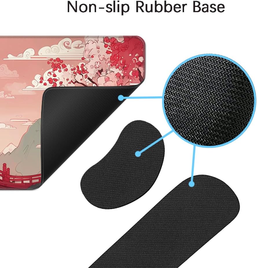 Desk Mat, Large Gaming Mouse Pad with Wrist Rest, 4 in1 XXL Mouse pad+Keyboard Wrist Rest+Mouse Pad Wrist Support+Cup Coaster Set, Ergonomic Desk Pad for Home Office, Japanese Sunrise - Image 5