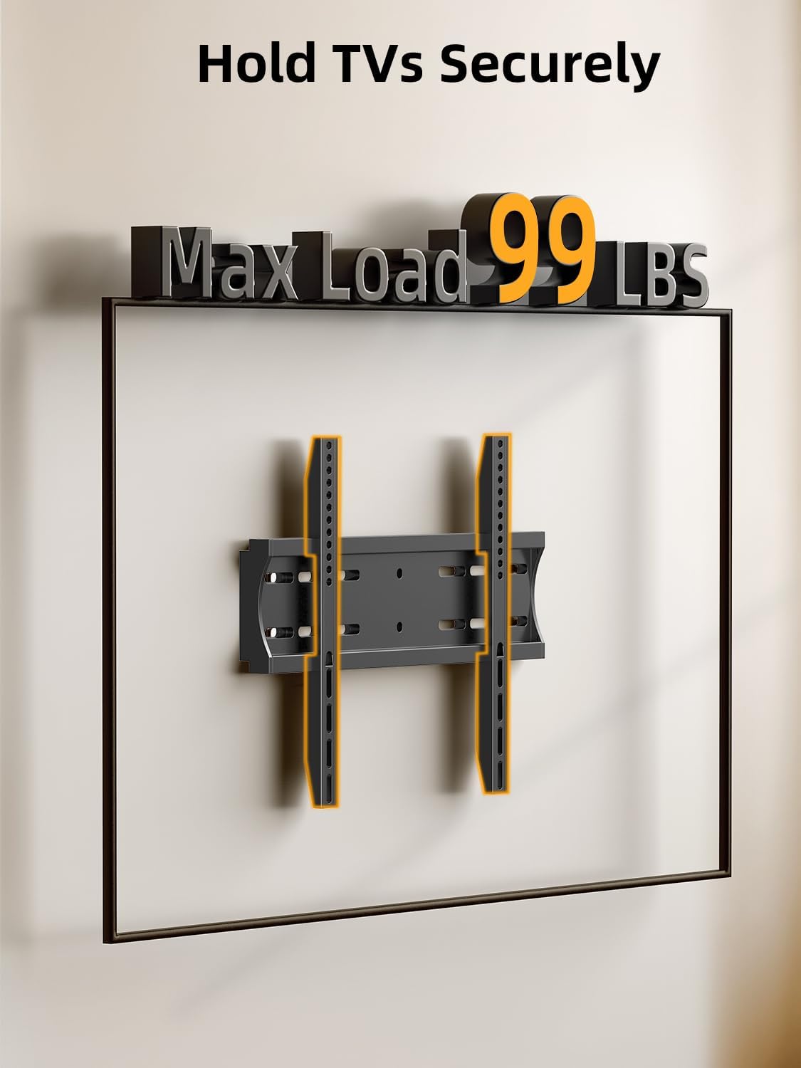 43 50 55 inch Fixed Low Profile TV Wall Mount for 24-65 inch LED/LCD & Flat/Curved TVs, Universal Wall Mount Bracket with Safe Lock, Max VESA 400x400mm, up to 99Lbs & 16 '' Stud - Image 6