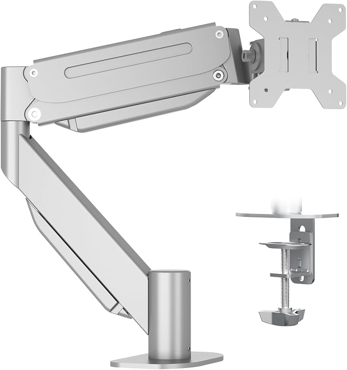 Suptek Ultrawide Monitor Arm Mount for 17 to 43 Inch Heavy Duty Curved Screen,Holds 28.6 lbs,Adjustable Gas Spring Monitor Arm Desk Mount Stand,75/100 Vesa Mount,Silver(MD71MS) by suptek