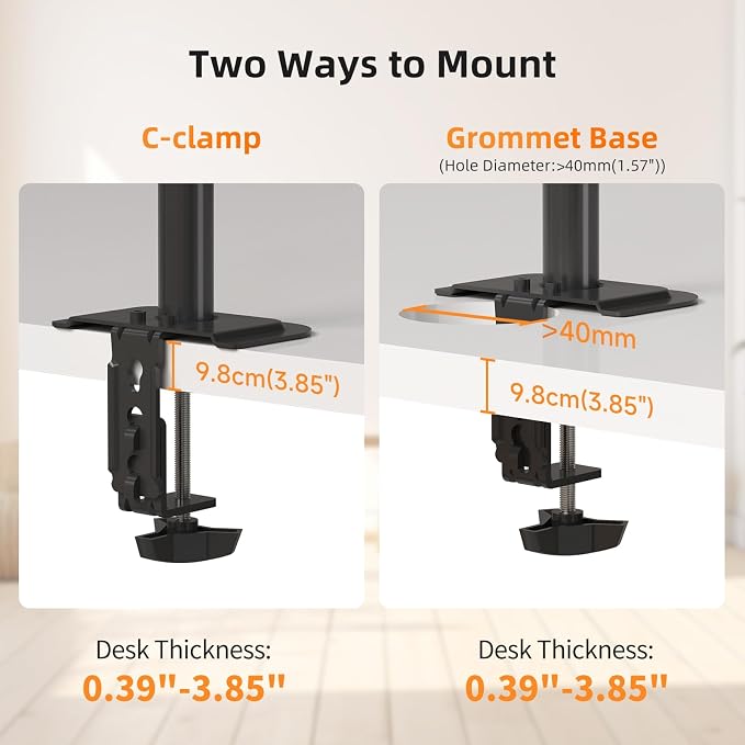 suptek Laptop Notebook Desk Mount Stand, Adjustable Single Monitor Laptop Arm Mount with Ventilated Tray,up to 17 inch,Holds up to 22 lbs - Image 5