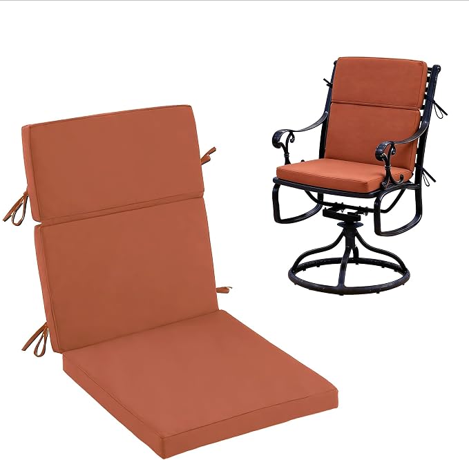 High Back Patio Chair Cushions, 21x20 Waterproof & Fade-Resistant Outdoor Dining Chair Cushions, Indoor/Outdoor High Back Cushion, Seat Pad for Glider and Lawn Chair, Spice by Zonamat