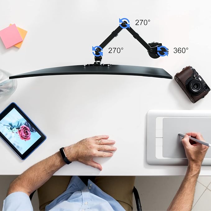 Pholiten Single Monitor Arm Desk Mount, Holds Screens up to 32 inch,Holds Up to 22lbs,Fully Adjustable Stand with C-Clamp and Grommet Base,100x100 Vesa Monitor Stand | Holds Screens up to 32 inch, Holds Up to 22lbs, Fully Adjustable Stand, C-Clamp and ... - Image 3
