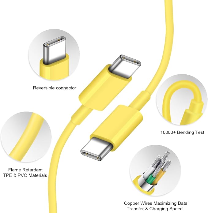 iPhone 17 16 15 Charger Fast Charging 3+3Pack 20W USB C Wall Charger with Extra Long 10FT Fast Charging Cable Compatible with iPhone 17/17 Air/17 Pro/17 Pro Max/iPhone 16/15 Series, iPad Pro-Yellow - Image 6