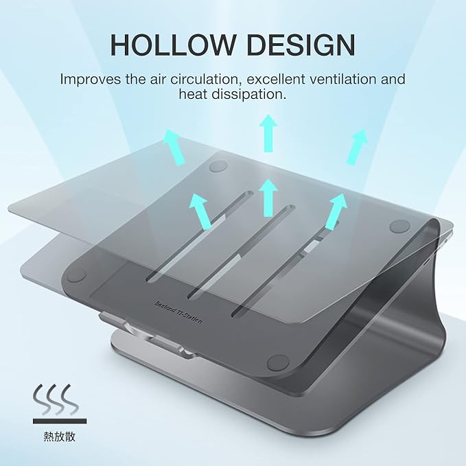 Laptop Stand Aluminum Cooling Computer Stand Holder for Apple MacBook Air Pro 11-16" Laptops (Gray) - Image 5
