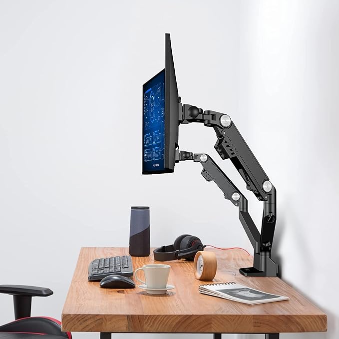 AVLT Dual Monitor Arm Desk Mount for 17-35" Screens, Heavy Duty - Black | Supports flat/curved/ultrawide screens at 6.6-26.4 lbs each. Smooth gas spring, top mount, VESA 75/100 and cable routing - Image 6
