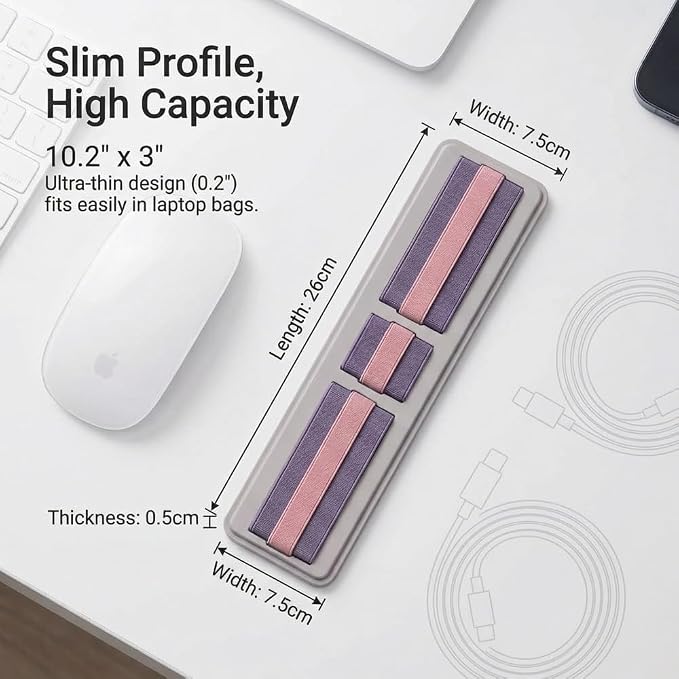Adhesive Hard Drive Holder for Laptop, Mouse Pouch for Laptop,Portable Tech Organizer, Office Essentials for Men Women Fits 12"–17" Laptops (Pink) - Image 2