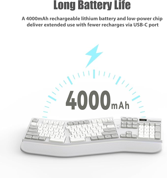 Ergonomic Mechanical Keyboard with Smart Screen & Volume Roller | Wireless 2.4G/Bluetooth/Wired USB-C, 106-Key Low-Profile Switches Hot Swappable RGB LED Backlit, Web-based Programmable, Grey - Image 9