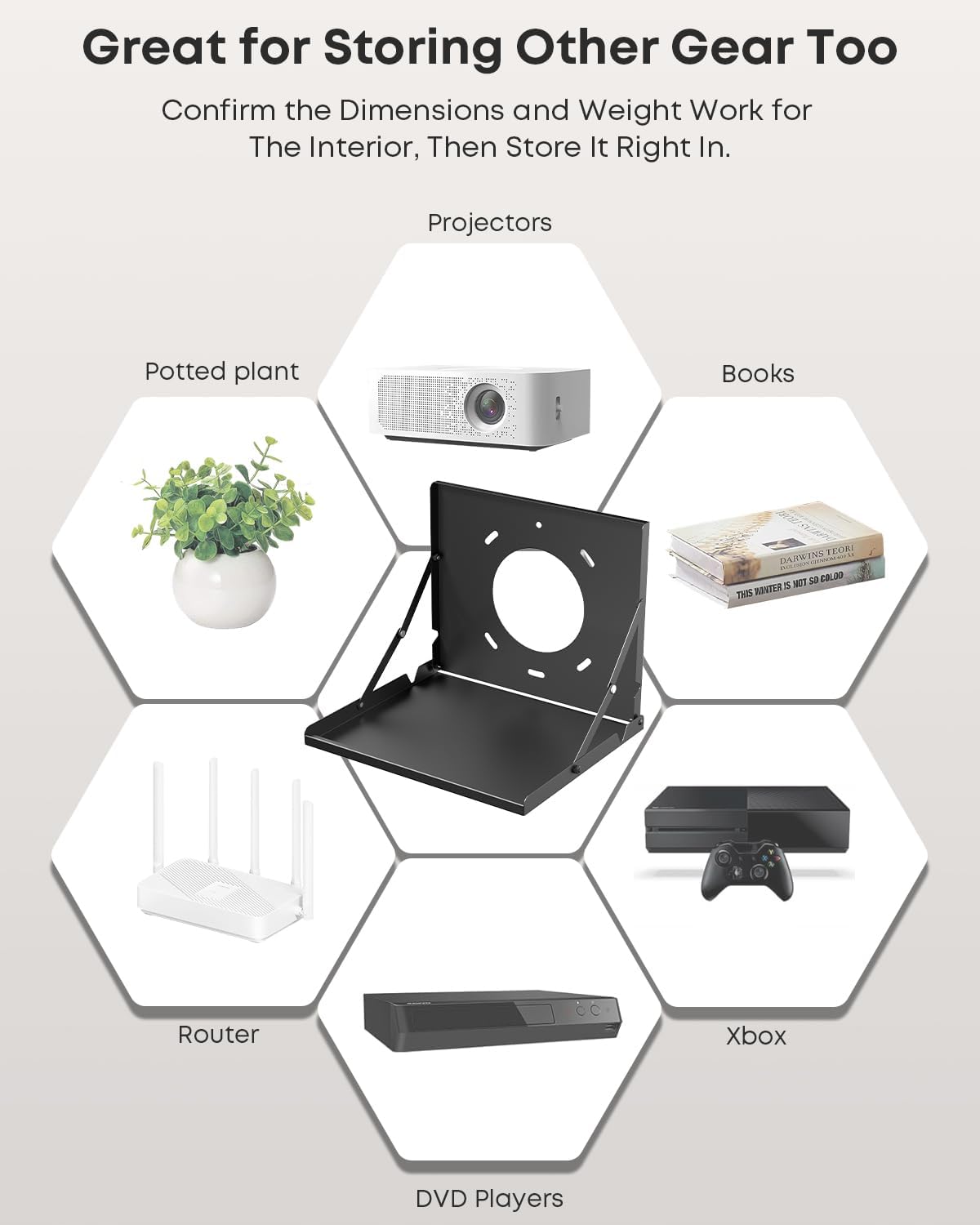 Projector Shelf for Wall Mount, Flip Down Projector Wall Mount Holds 22lbs - Image 6