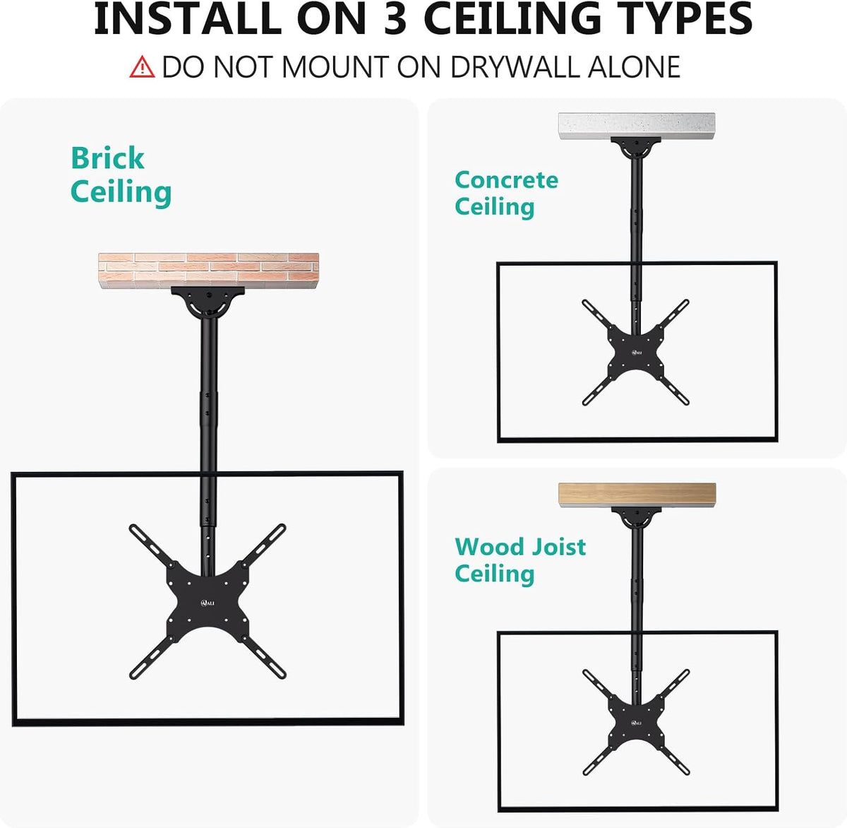 WALI Long Arm Ceiling TV Mount for 26-65 inch LCD LED 4K TVs, up to 110 lbs - Image 7