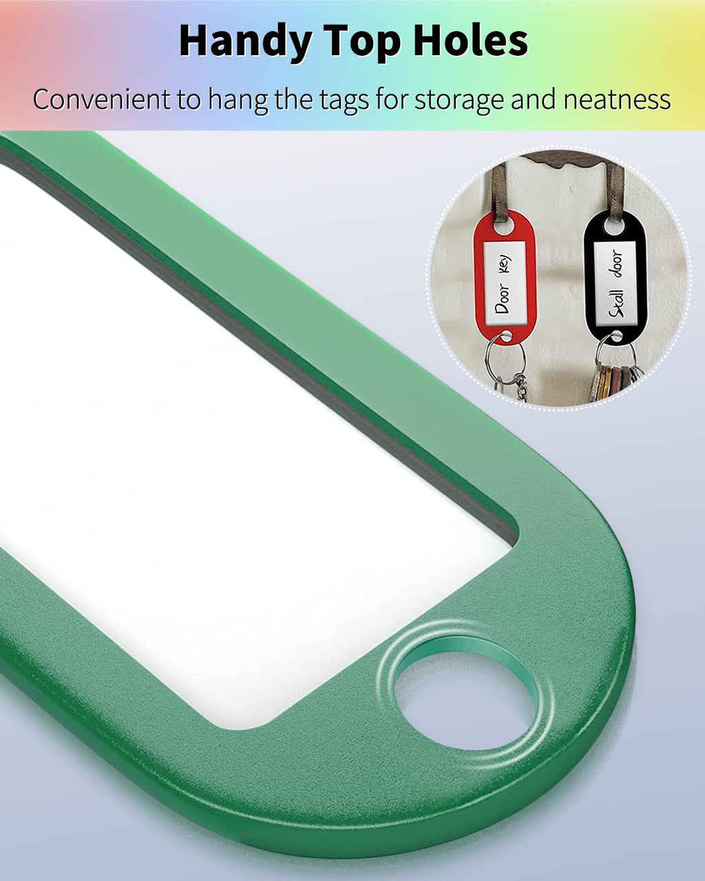 Uniclife 2 Inch Tough Plastic Key Tags in 10 Assorted Colors Item Identifiers Markers with Blank Paper Labels Protective Plastic Films and Split Rings, 10 Pack - Image 6