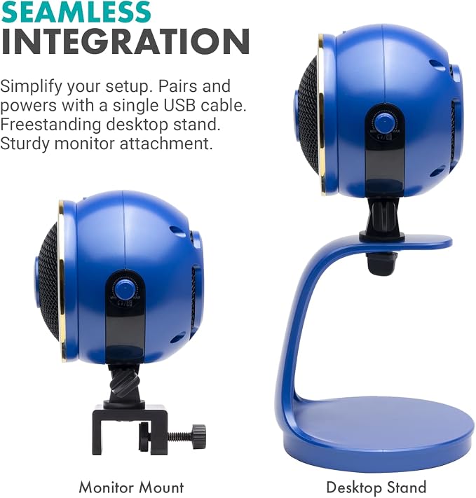 Movo WebMic HD Pro All-in-One Webcam with Mic and Ring Light in Royal Blue- 1080p HD Camera, Pro Cardioid Condenser Microphone, LED Ring Light - HD Webcam for Streaming, Video Calls, Recording, Gaming - Image 7
