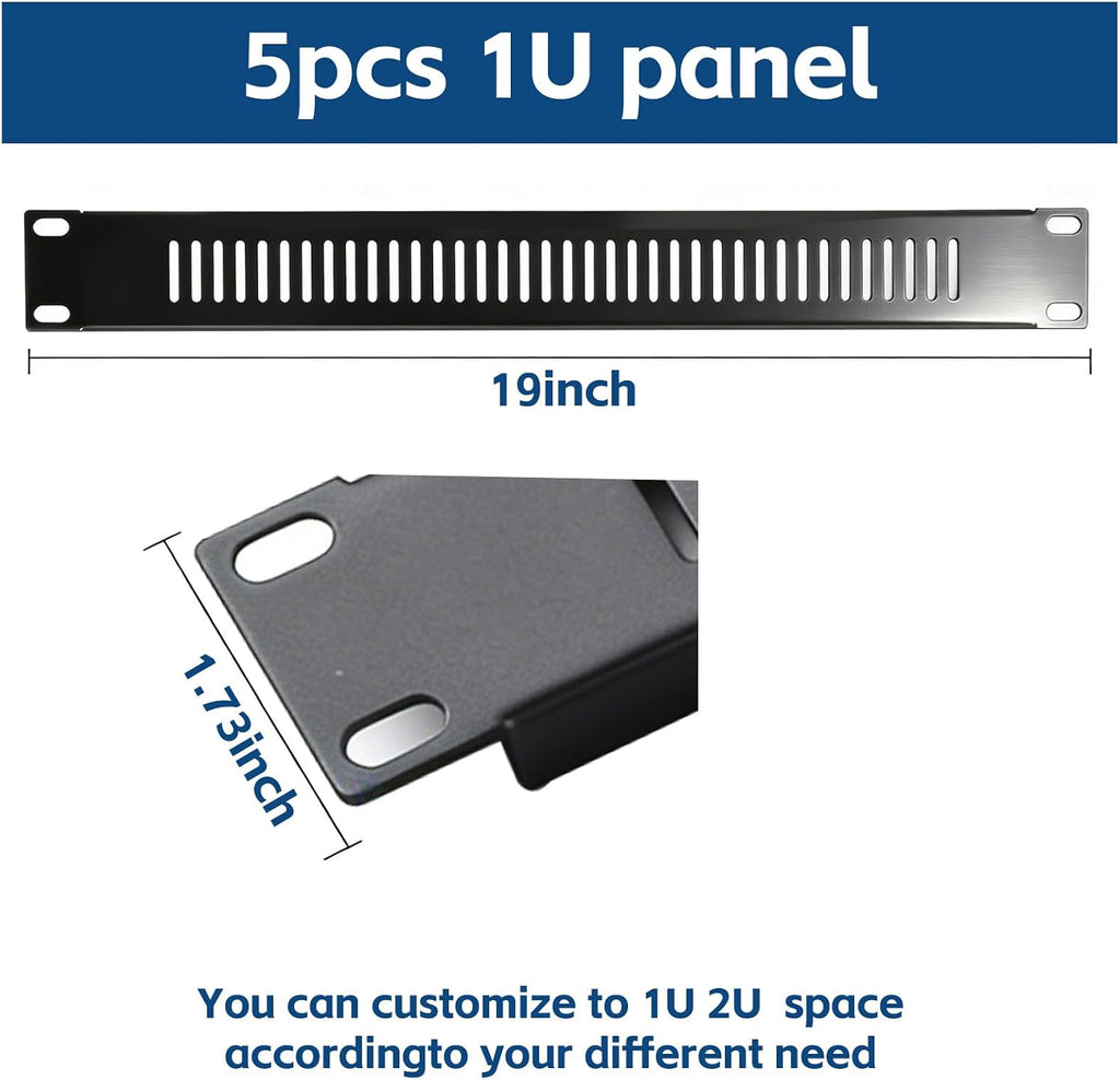 5 Pack of 1U Blank Panel - Metal Rack Mount Filler Panel for 19in Server Rack Cabinet or Enclosure (1U Venting Panel) - Image 3