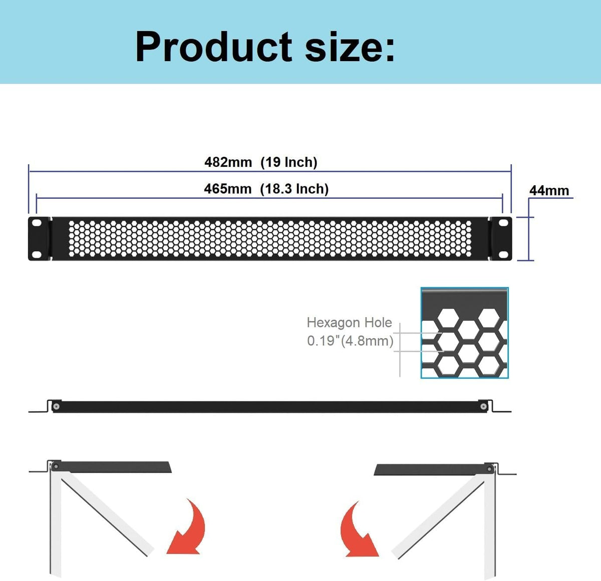 1U Hinged Perforated Blank Rack Mount Panel Spacer - Image 2