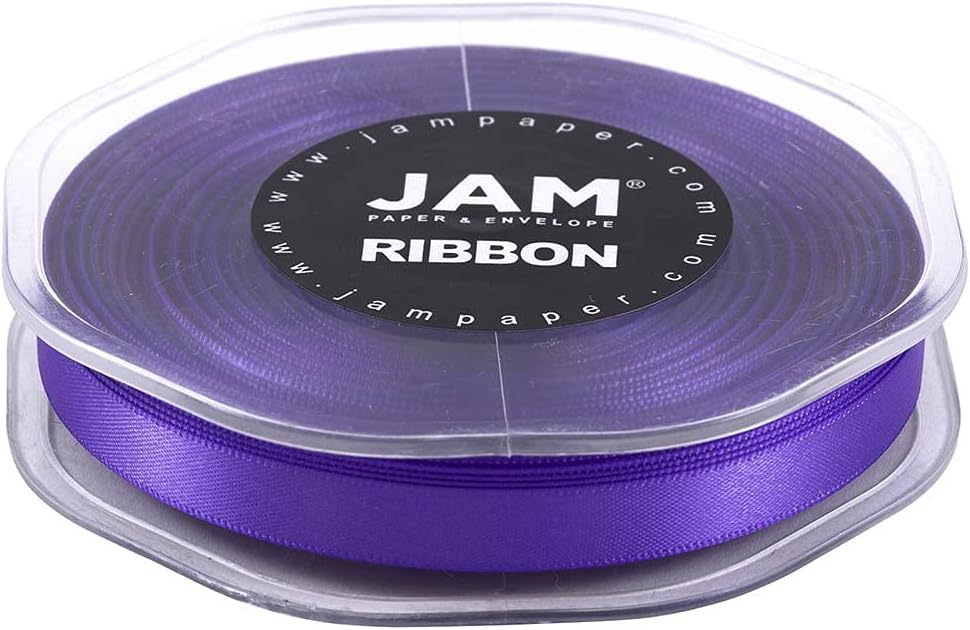 JAM PAPER Double Faced Satin Ribbon - 3/8 Inch Wide x 25 Yards - Purple - Sold Individually - Image 4