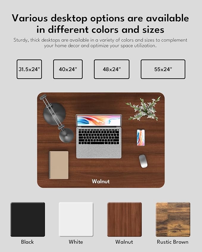 Small Electric Standing Desk, Gaming Desk, 31.5x24 Inch, Walnut | Height Adjustable Computer Desk with Smart Controller, Sit and Stand Up Table for Home, Office, Work, Study, Writing - Image 5