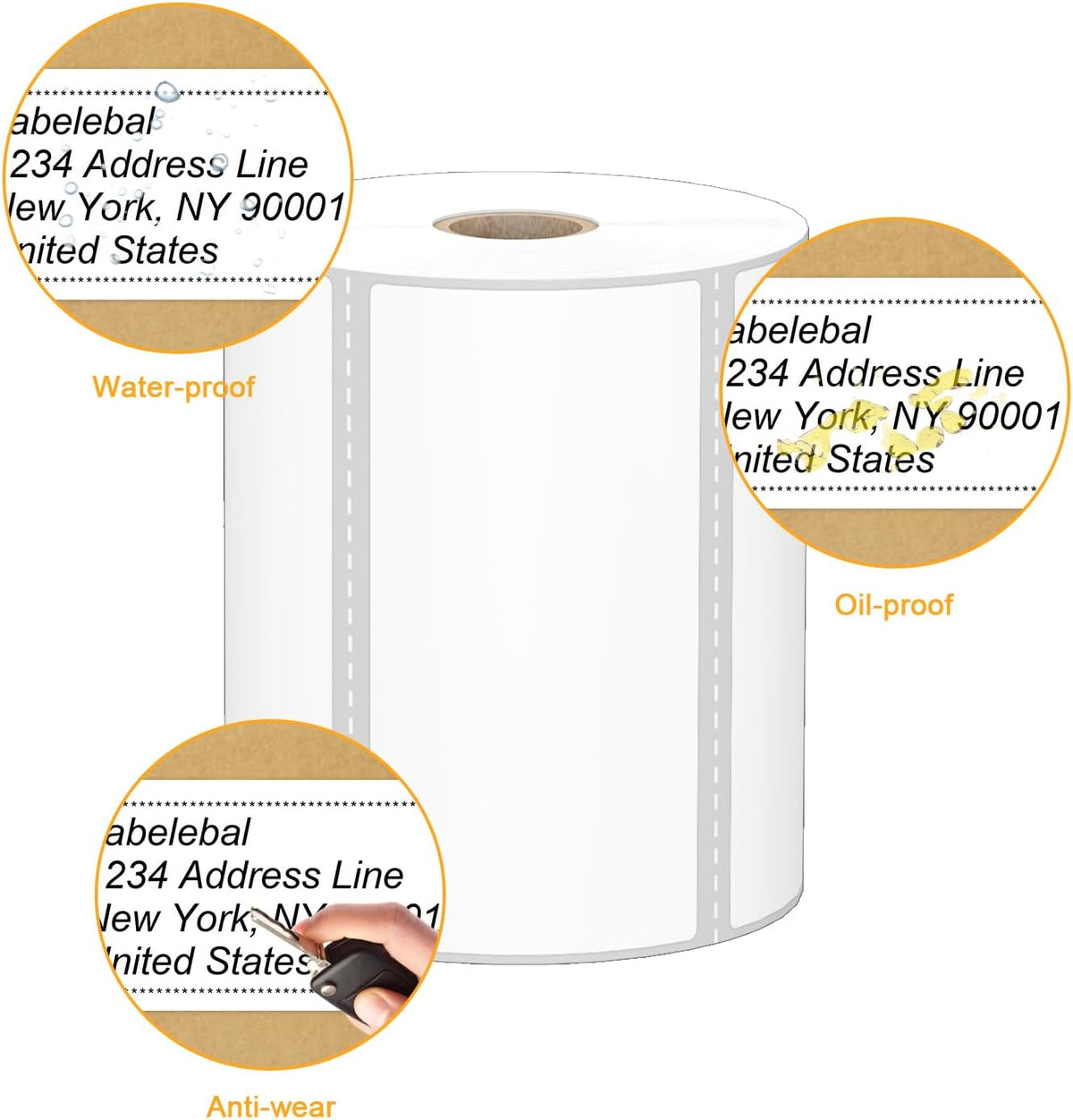 (9,000 Labels/12 Rolls) Labelebal 3-Proof 1" Core 12 Rolls 4" x 2" Inch Direct Thermal Labels, Address Shipping Labels Compatible with Rollo & Zebra Desktop Printers Adhesive - Image 5