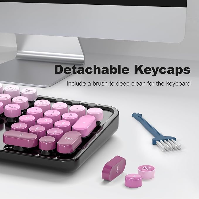 MOFII Wireless Keyboard and Mouse Combo, 2.4GHz Retro Typewriter Keyboard Full Size, Cute Wireless Mice, USB Dongle Plug and Play, for Laptop, PC, Desktop, Windows (Black Pink Gradient Color) - Image 5