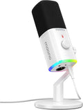 MAONO PD100X USB/XLR Podcast Microphone for PC,Gaming Streaming Dynamic Mic | Noise Reduction,Tap to Mute,Custom RGB, Maono Link Support,Volume & Gain Control,Desktop Stand,for Computer Recording, White by MAONO