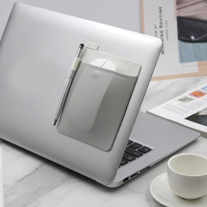 Stick-On Laptop Mouse Pouch – Elastic Stretch Digital Organizer with Reusable Adhesive for Mouse/Cables/Drives, Travel Office Essential - Image 6