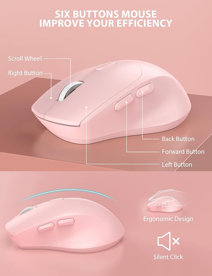 Wireless Keyboard and Mouse Combo - Full-Sized Ergonomic Keyboard with Wrist Rest, Phone Holder, Sleep Mode, Silent 2.4GHz Cordless Keyboard Mouse Combo for Computer, PC, Laptop, Mac, Windows -Trueque - Image 6