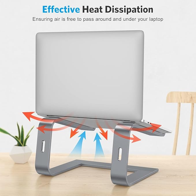 OMOTON Laptop Stand, Detachable Mount for MacBook Air/Pro Dell HP Grey | 11-17" Laptop Holder for Desk, Notebook Computer Mount, Lightweight Cooling for Desk, Ergonomic Home Office - Image 6
