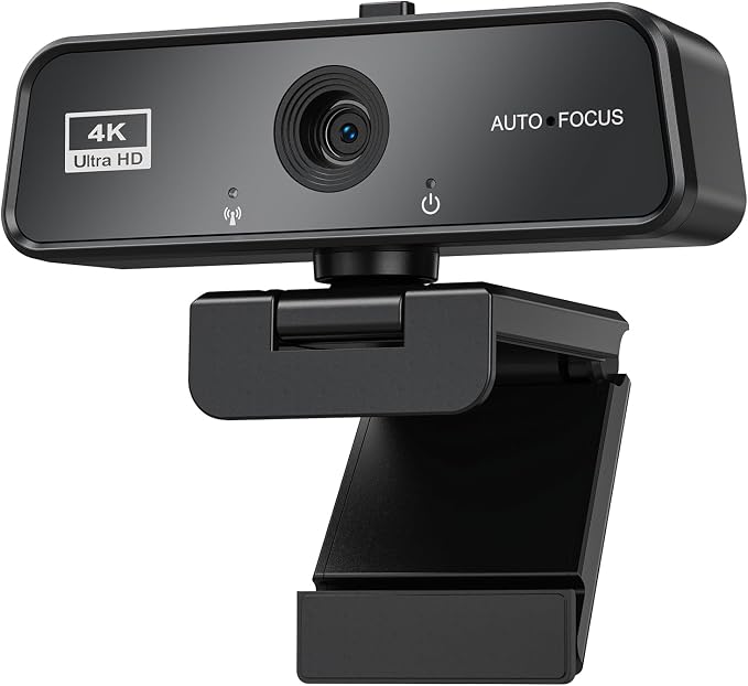 4K Webcam for PC & Mac with USB-C Adapter, 90° Wide-Angle Computer Camera with Microphone, Auto Light Correction, 360° Rotating Plug-and-Play Webcam for Zoom and Teams by Unknown