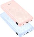 2-Pack Power Bank, 10000mAh 22.5W Fast Charging Portable Charger | Travel Essential, 2 Outputs & 2 Inputs, Slim USB C Digital Display Battery Pack for iPhone Galaxy iPad Tablets, Blue & Pink by Ansody