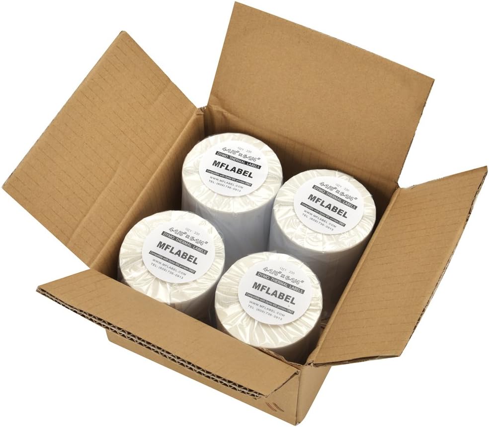 MFLABEL 4x6 Direct Thermal Shipping Labels - 4 Rolls, 220 Labels/Roll, Perforated Postage Paper with Alignment Hole, Compatible with 4XL LabelWriter 1744907 & 1755120, Rollo for USPS, UPS - Image 7