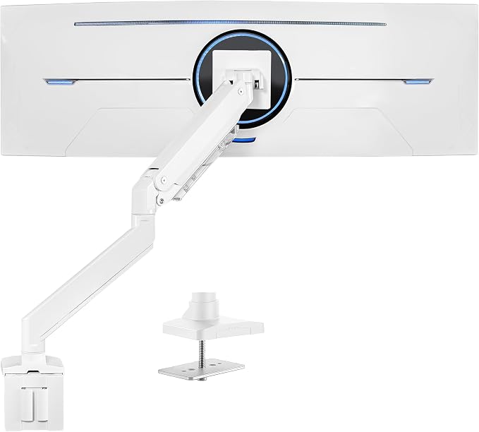 VIVO Premium Aluminum Heavy Duty Monitor Arm for Ultrawide Monitors up to 49 inches and 33 lbs, Single Desk Mount Stand, Pneumatic Height, Max VESA 100x100, White, STAND-V101G1W by Unknown