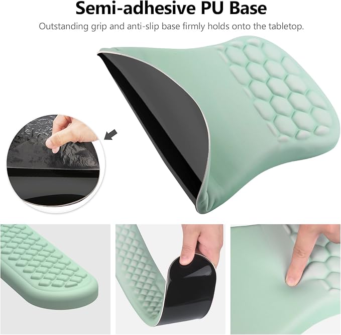 Ergonomic Mouse Pad Wrist Rest, 2 in 1 Keyboard Pad for Office | Memory Foam, 15° Ergonomic Slope, Massage Bead Design, Non-Slip PU Base, Lycra Fabric, for Office & Gaming, Gradient Green - Image 4