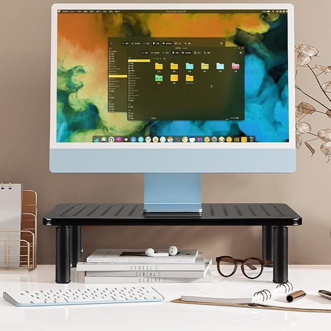 FURWOO 2 Pack Laptop Stand Desk Monitor Stand for Computer Printer Notebook 3 Height Adjustable Laptop Riser for Office Home School Black - Image 2