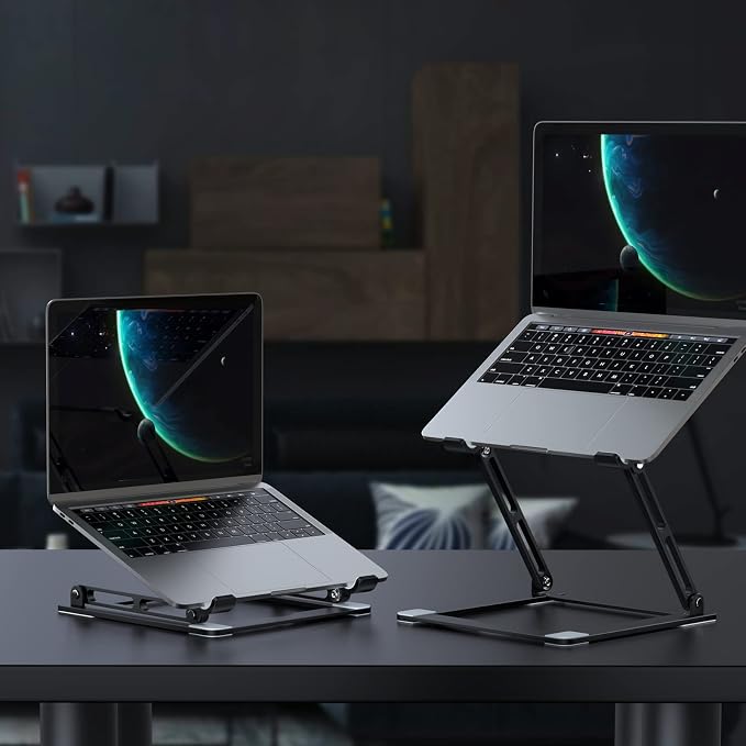 Laptop Stand for Desk, Adjustable Laptop Stand Holder Portable Laptop Riser with Multi-Angle Height Adjustable Computer Stand for MacBook Air/Pro and More Notebooks 10-17.3"-Black - Image 3
