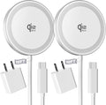 2Pack Magnetic Wireless Charger 25W Fast Charger for iPhone 17/16/15/14/13/12 Series & AirPods, Portable Wireless Charging Pad for Travel Home Office Desk, 10FT-White with Plugs by Tagzilo