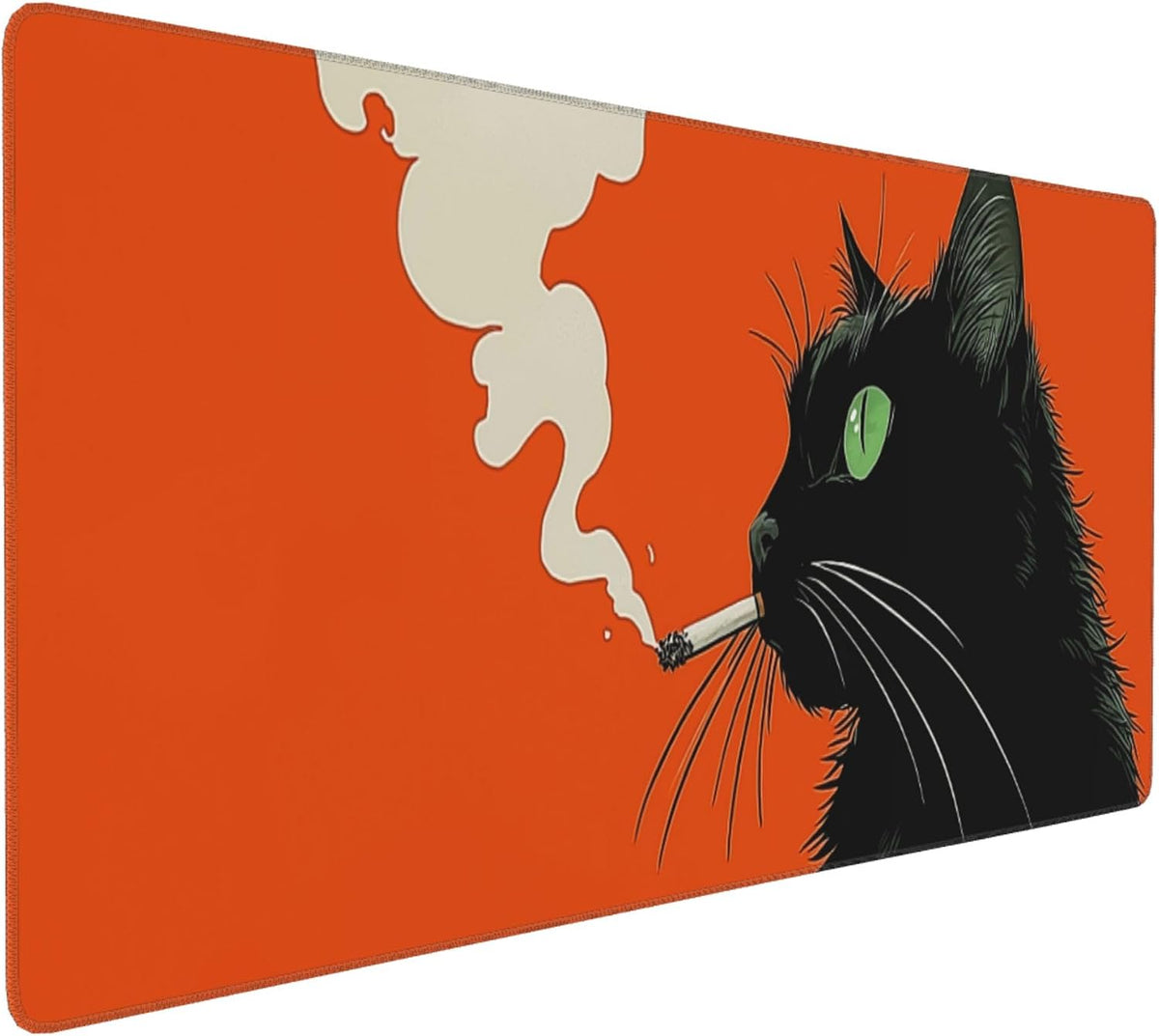 XXL Large Mouse Pads Funny Smoking Black Cat Gaming Mouse Pad for Desk, Extended Desk Mat with Anti-Slip Rubber Base, Stitched Edges, Easy to Clean Office Computer Accessories, 35.4 x 15.7 Inches by Rsaoyan