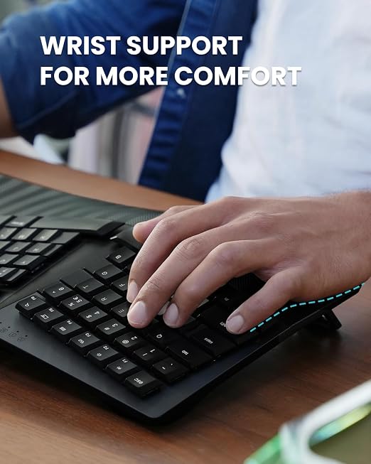 Perixx PERIBOARD-535BL [Firmware Updated] Wired Ergonomic Mechanical Keyboard - Full-Size - Low-Profile Blue Clicky Switches - Compatible with Windows and macOS - Image 9